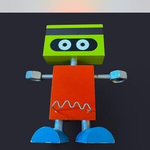 Colorful Robot Action Figure/ desk organizer with Orange and Green; pens notes